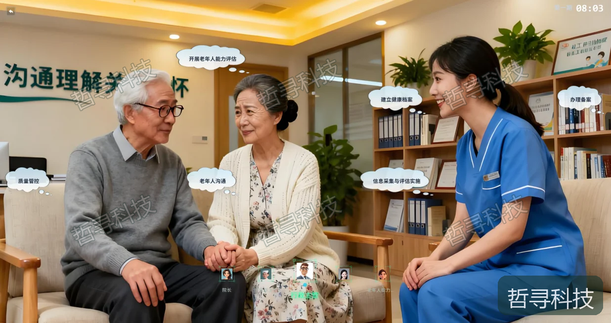 哲寻居家社区养老服务管理仿真实训平台 · 社区服务沟通训练