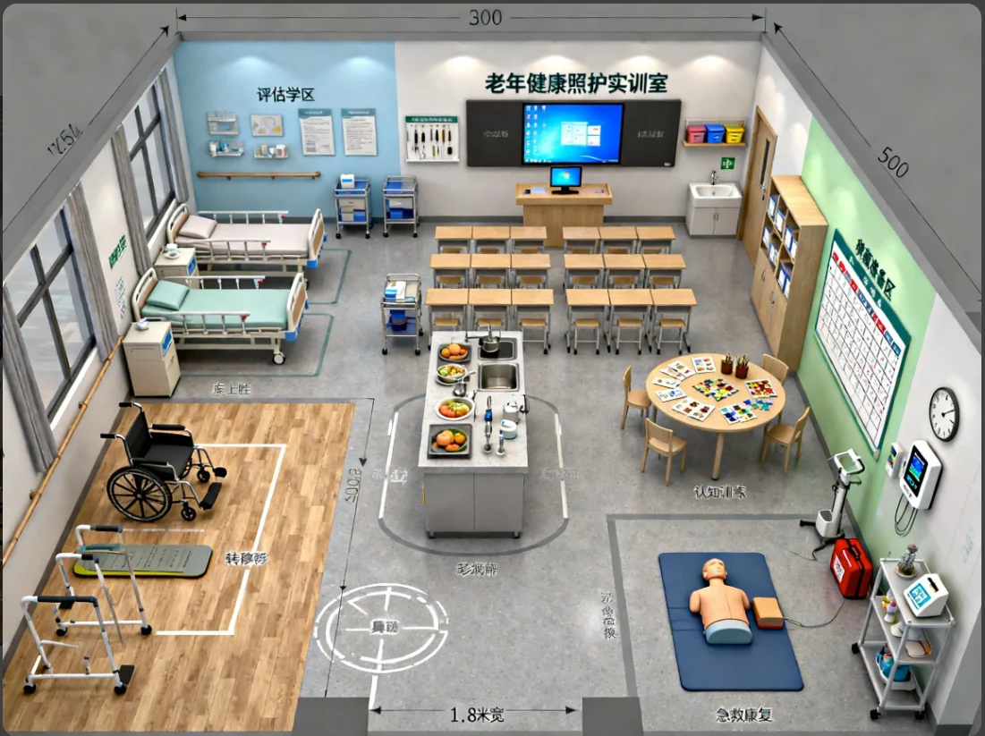 老年健康照护实训室 · 老年健康照护实训室布局效果图