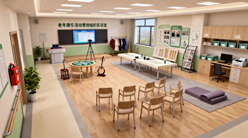 老年康乐活动策划组织实训室 · 老年康乐活动教学空间效果图