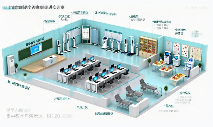 老年健康促进实训室 · 老年健康促进实训空间规划示意